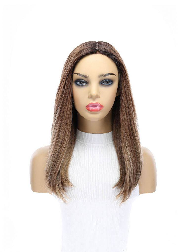 19" Nicole Silk Top Wig Light Brown Babylight w/ Rooting