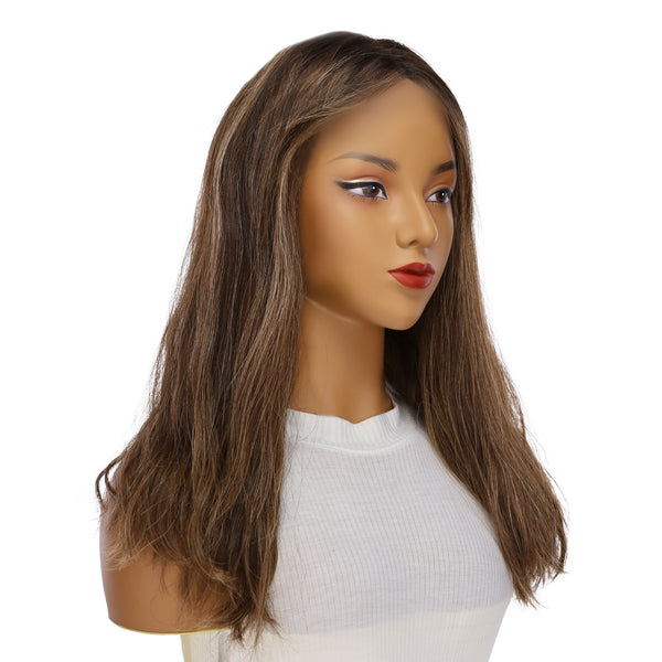 20" Divine Lace Top Wig Dark Brown w/ Highlights Wavy