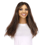 20" Divine Lace Top Topper Dark Brown w/ Highlights Wavy