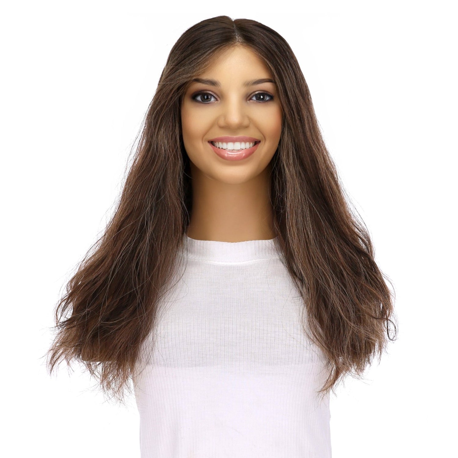 20" Divine Lace Top Topper Dark Brown w/ Highlights Wavy