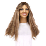 20" Divine Lace Top Wig Medium Blonde w/ Highlights Wavy