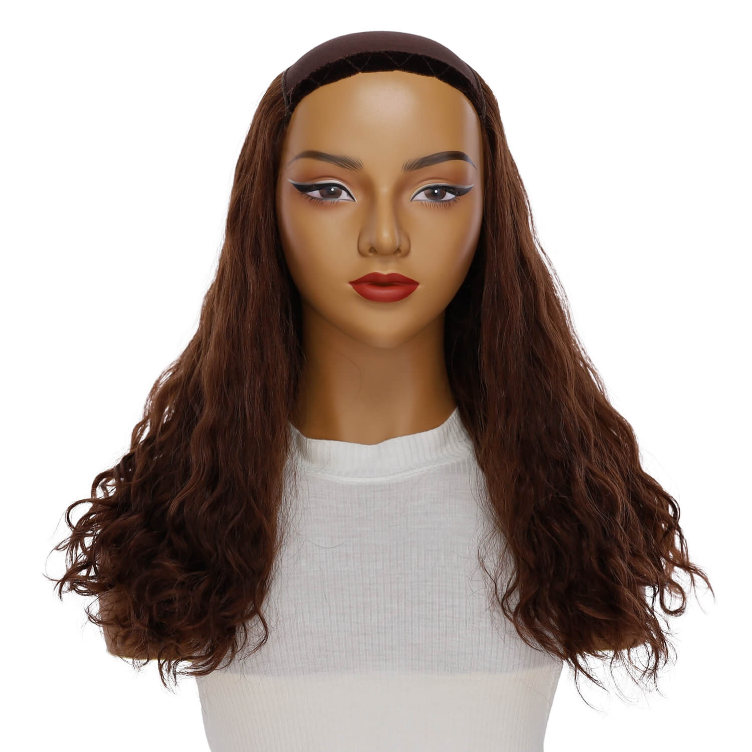 20" HatFall Wig Auburn Wavy