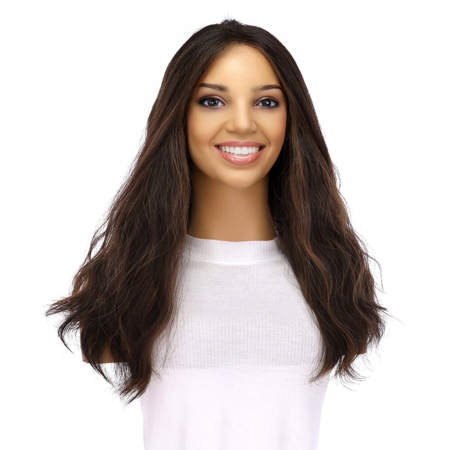 20" Divine Lace Top Topper Soft Black w/ Highlights Wavy