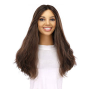 20" Divine Lace Top Wig Dark Brown w/ Highlights Wavy