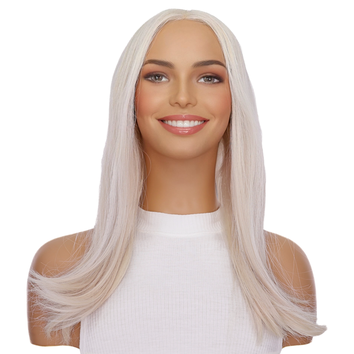 26" Ponytail Silk Top Wig Ice Blonde