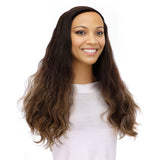 20" HatFall Wig Dark Brown Balayage Wavy