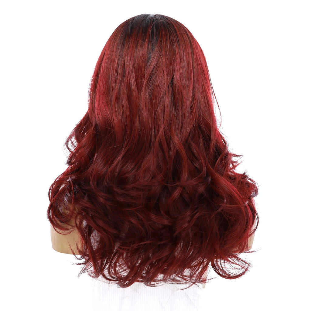 22" Ponytail Silk Part Wig Merlot Red