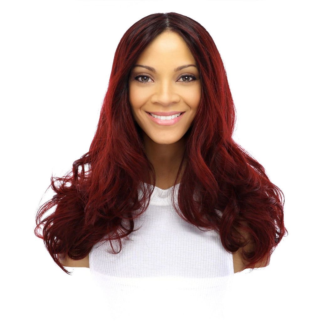 22" Ponytail Silk Part Wig Merlot Red