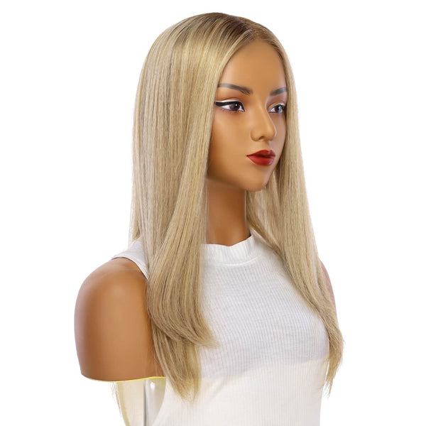 22" Ponytail Silk Part Wig Ash Blonde