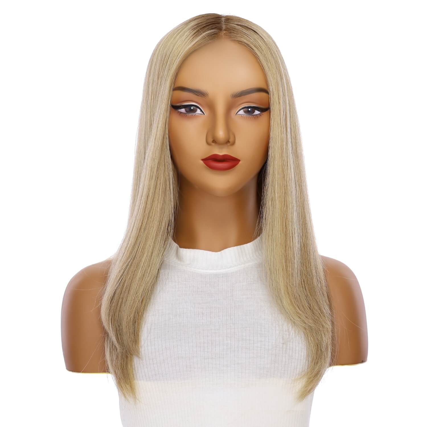 22" Ponytail Silk Part Wig Ash Blonde