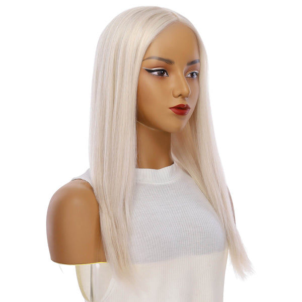 22" Ponytail Silk Part Wig Ice Blonde