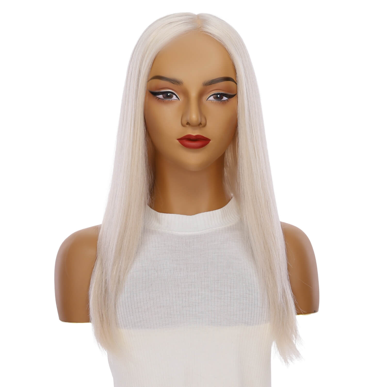 22" Ponytail Silk Part Wig Ice Blonde