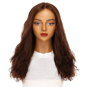 22" Ponytail Silk Part Wig Auburn Wavy