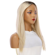 22" Ponytail Silk Part Wig Beige Blonde