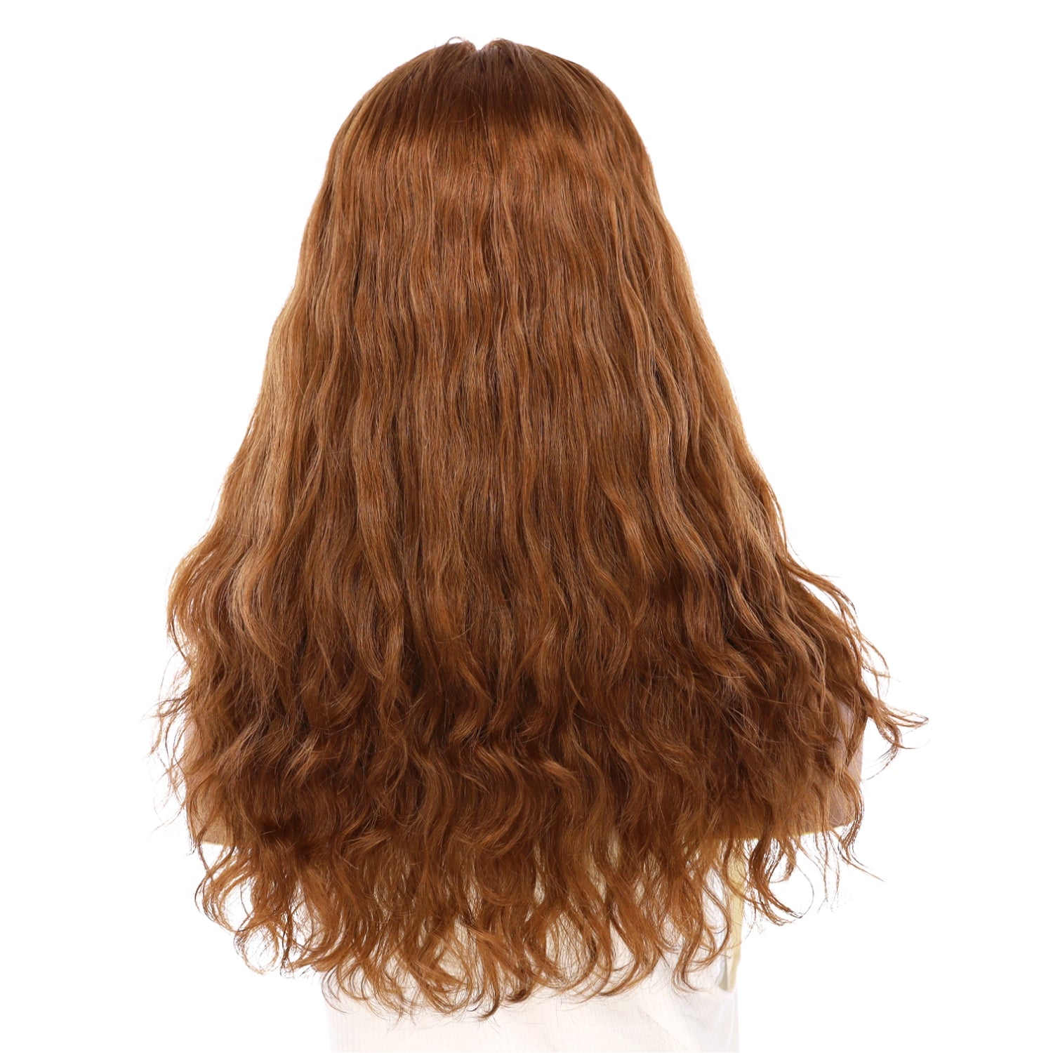 22" Ponytail Silk Part Wig Copper Wavy