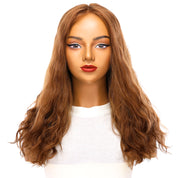 22" Ponytail Silk Part Wig Copper Wavy