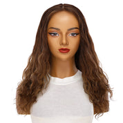 22" Ponytail Silk Part Wig Medium Brown Balayage Wavy