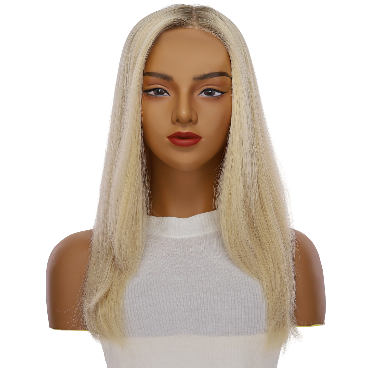 22" Ponytail Silk Part Wig Platinum Blonde 2.0