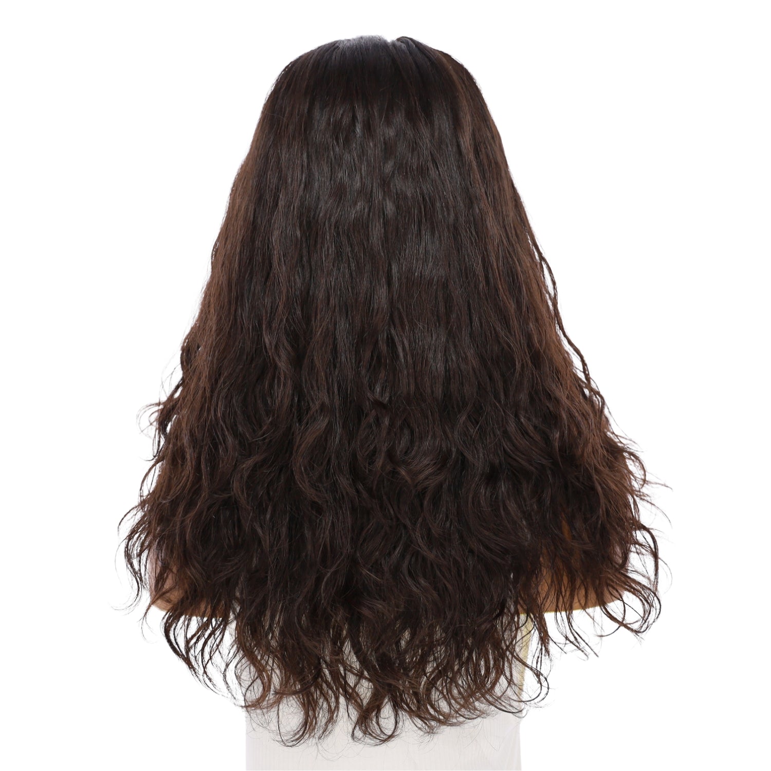 22" Ponytail Silk Part Wig Soft Black Wavy