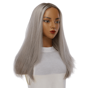 22" Ponytail Silk Part Wig Silver Smoke
