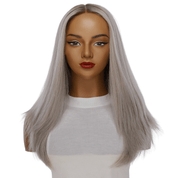 22" Ponytail Silk Part Wig Silver Smoke