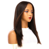 22" Ponytail Silk Part Wig Dark Brown