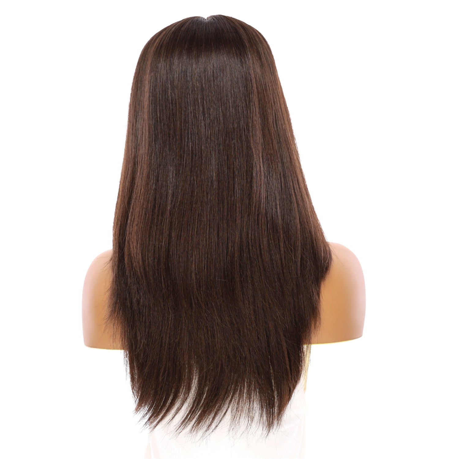 22" Ponytail Silk Part Wig Dark Brown