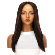 22" Ponytail Silk Part Wig Dark Brown