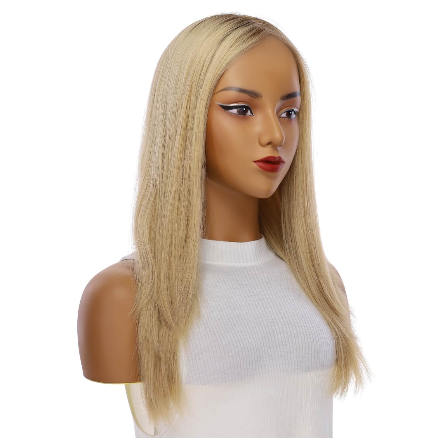 22" Ponytail Silk Part Wig Golden Blonde