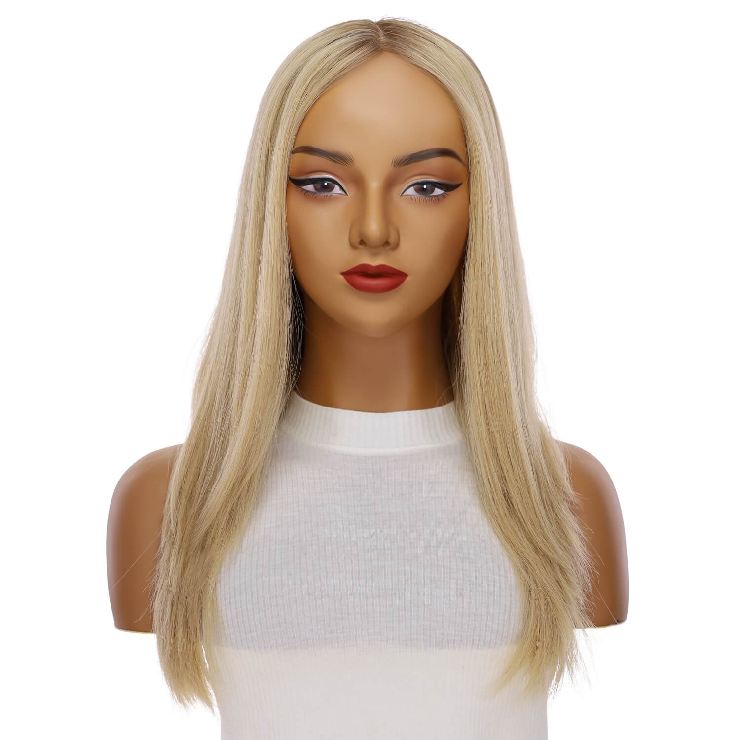 22" Ponytail Silk Part Wig Golden Blonde