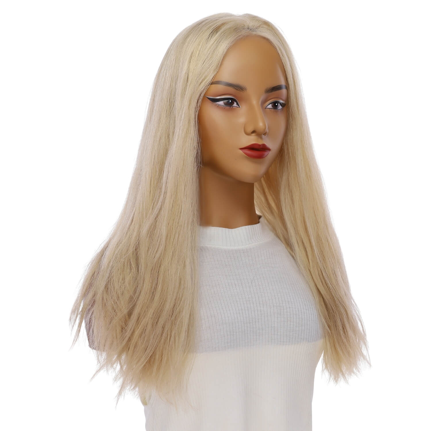 22" Princess Silk Top Wig Beige Blonde w/ No Rooting Wavy
