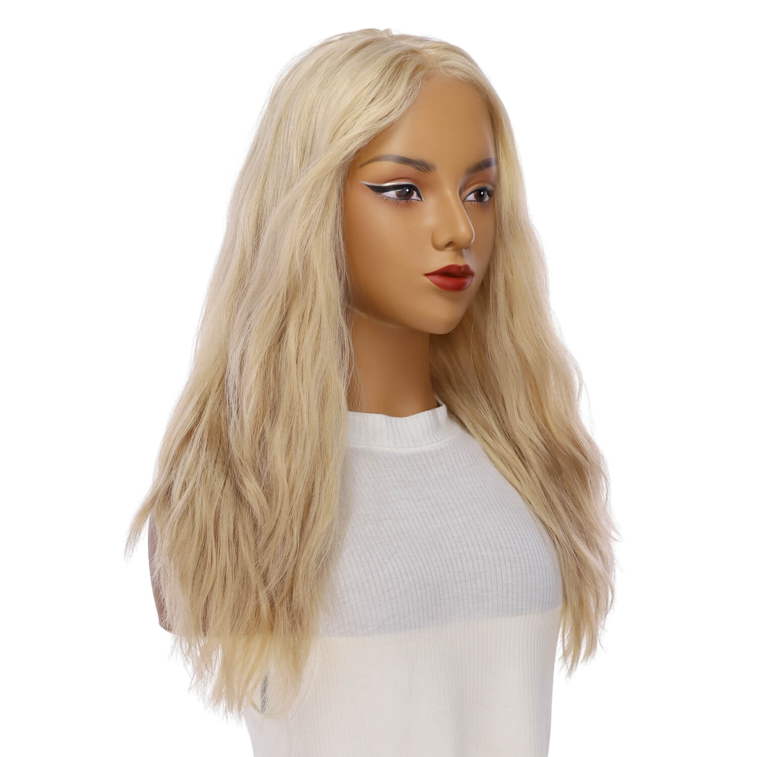 22" Reese Silk Top Wig Beige Blonde w/ No Rooting Wavy