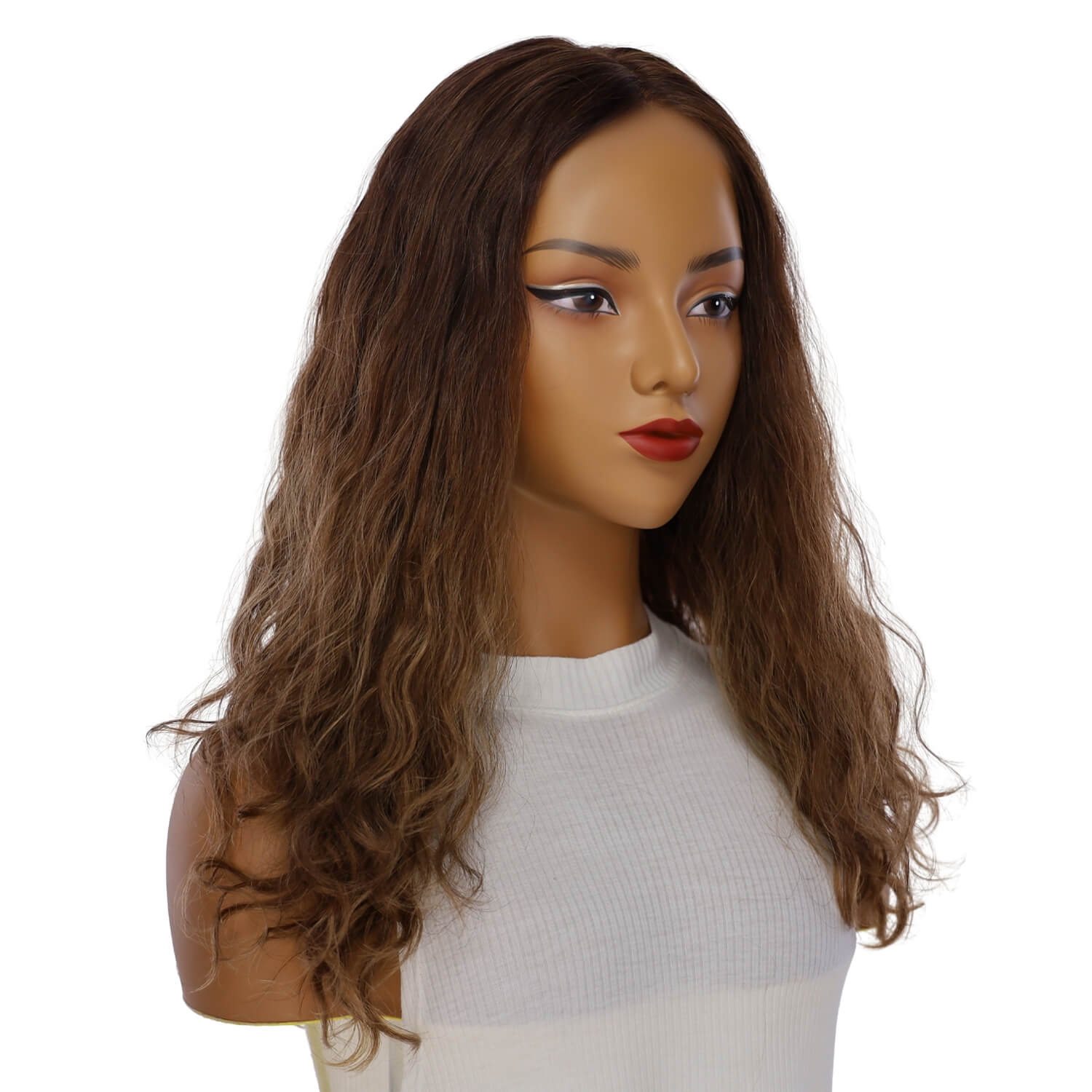 22" Reese Silk Top Wig Medium Brown Balayage Wavy