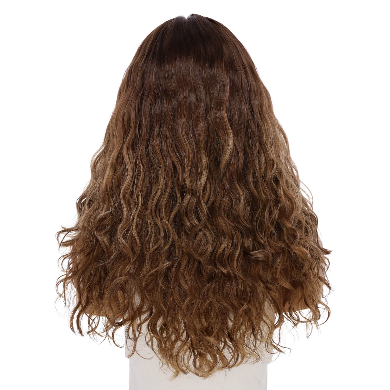 22" Reese Silk Top Wig Medium Brown Balayage Wavy
