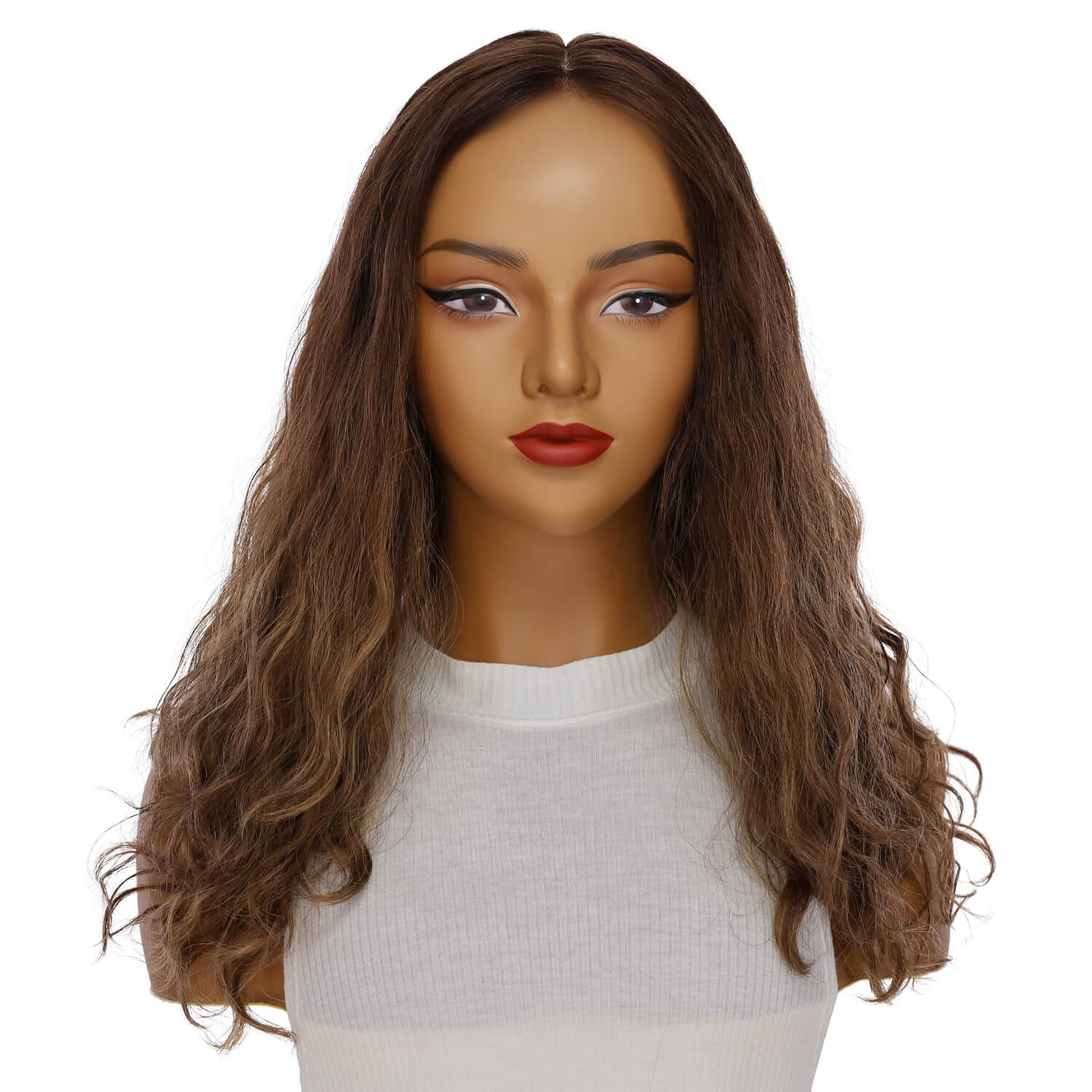 22" Reese Silk Top Wig Medium Brown Balayage Wavy