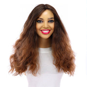 22" Reese Silk Top Wig Dark Brown Ombre Wavy
