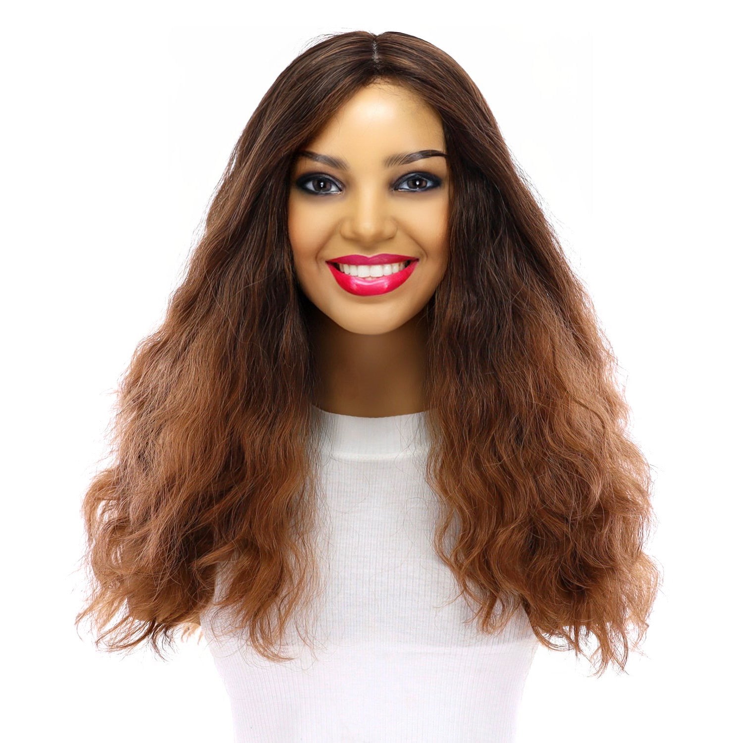 22" Reese Silk Top Wig Dark Brown Ombre Wavy