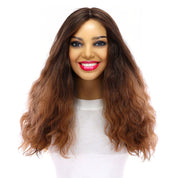 22" Reese Silk Top Wig Dark Brown Ombre Wavy