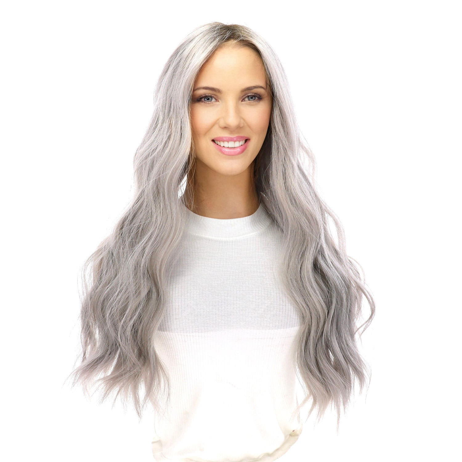 24" Divine Lace Top Wig Silver Smoke