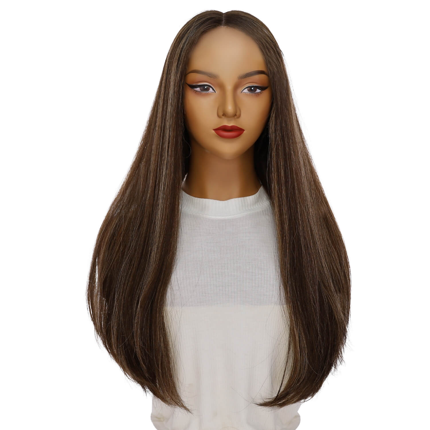 24" Divine Lace Top Wig Dark Brown w/ Highlights Wavy