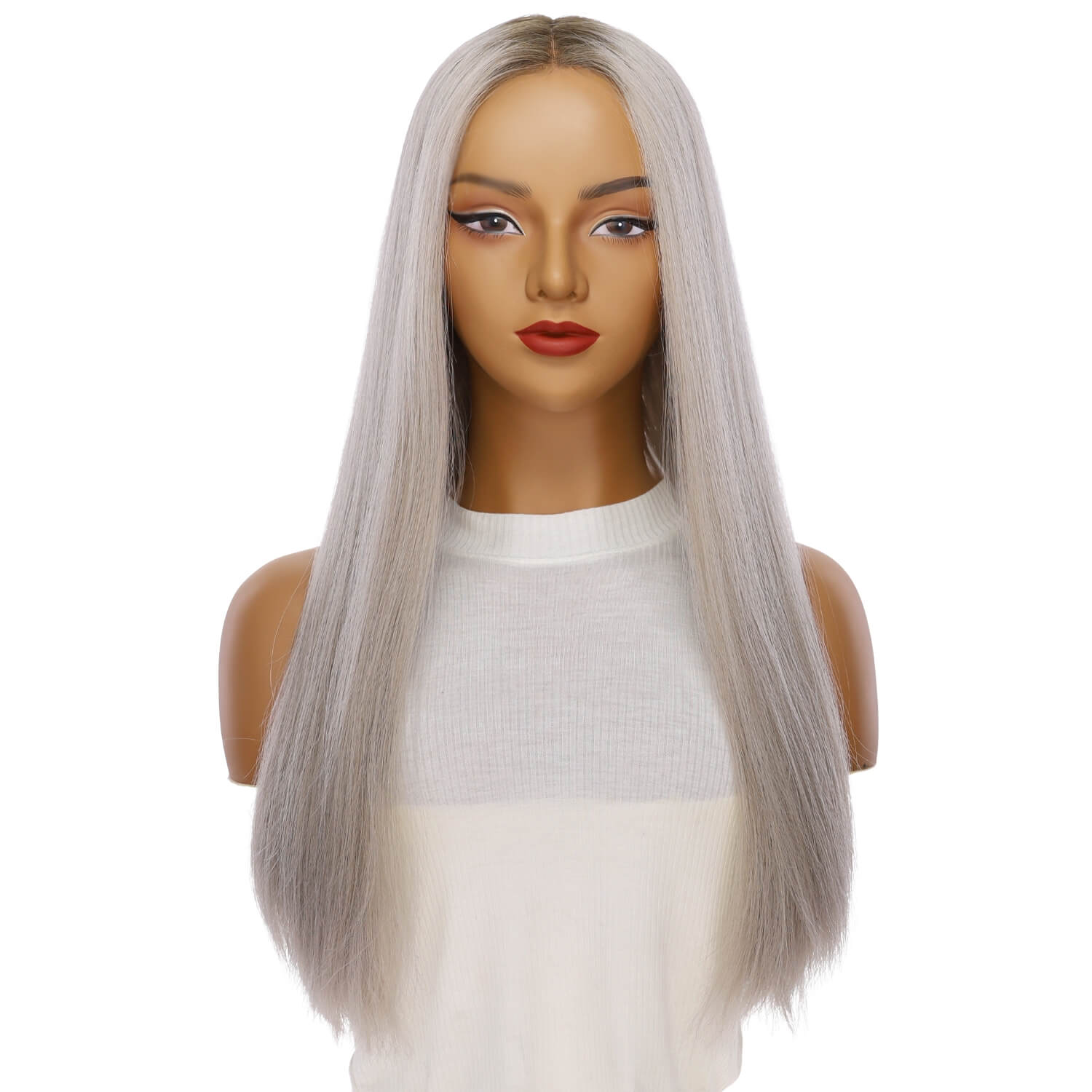 24" Divine Lace Top Wig Silver Smoke