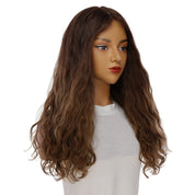 24" Gisele Silk Top Wig Medium Brown Balayage Wavy