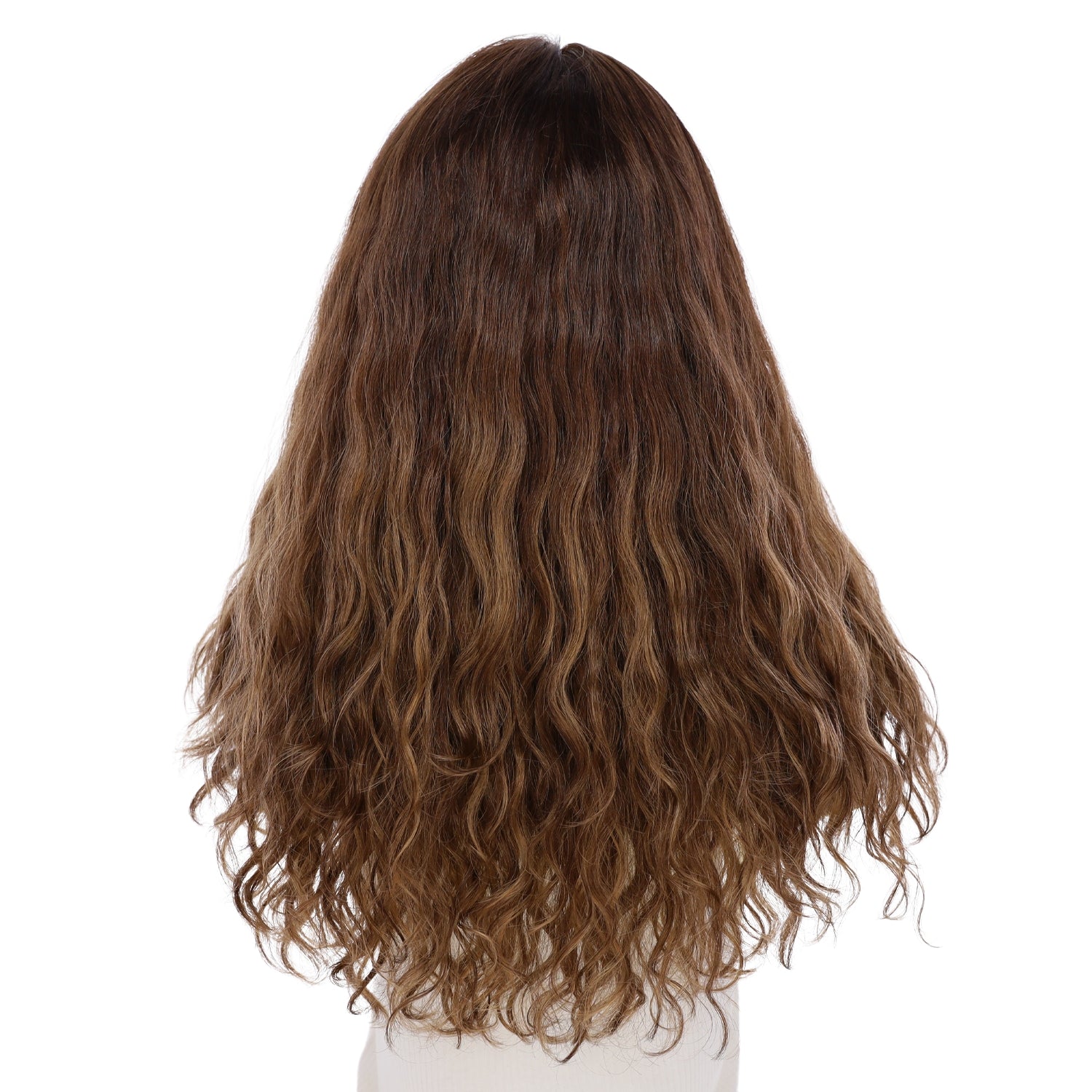 24" Gisele Silk Top Wig Medium Brown Balayage Wavy