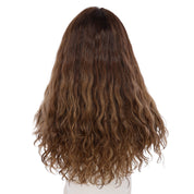 24" Gisele Silk Top Wig Medium Brown Balayage Wavy