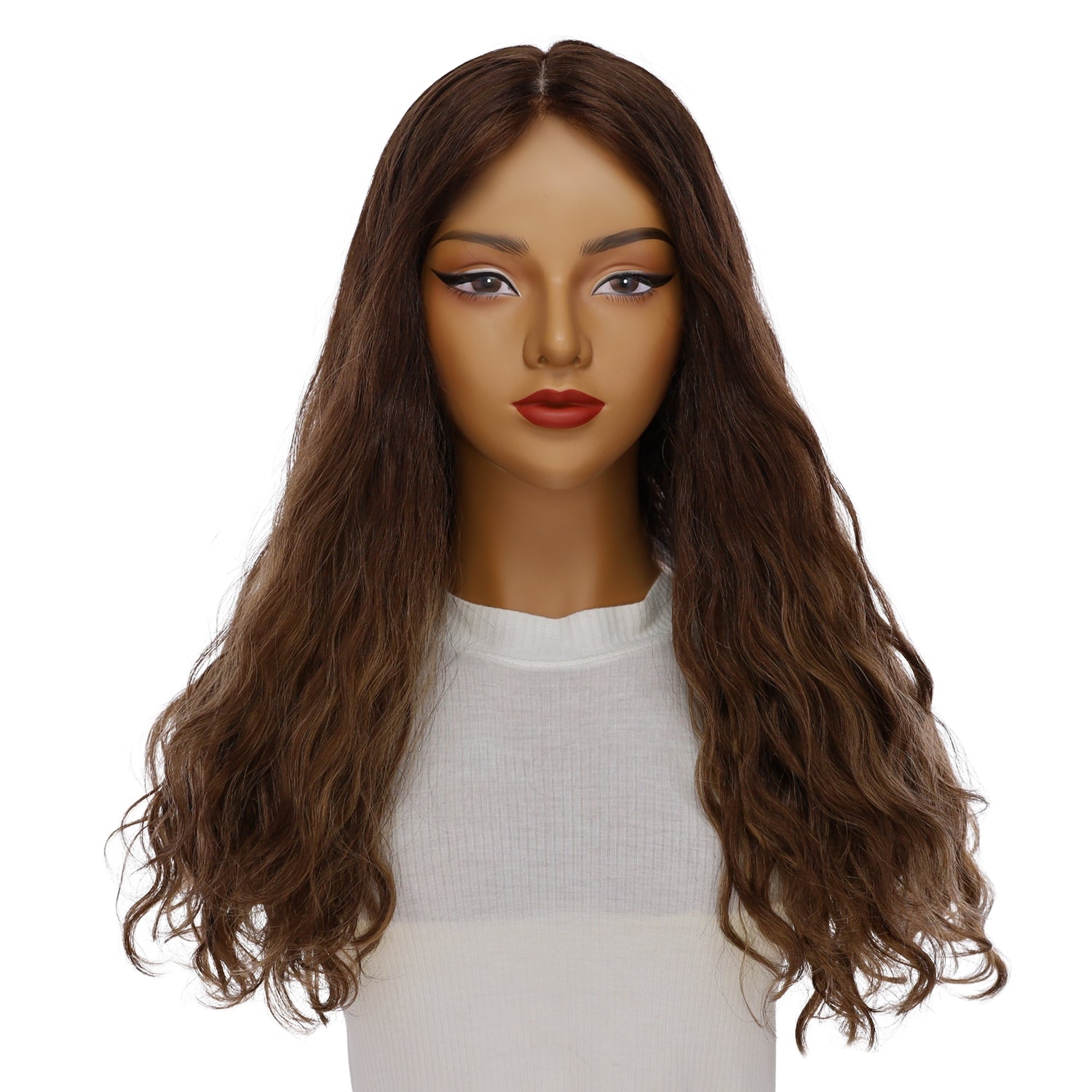24" Gisele Silk Top Wig Medium Brown Balayage Wavy