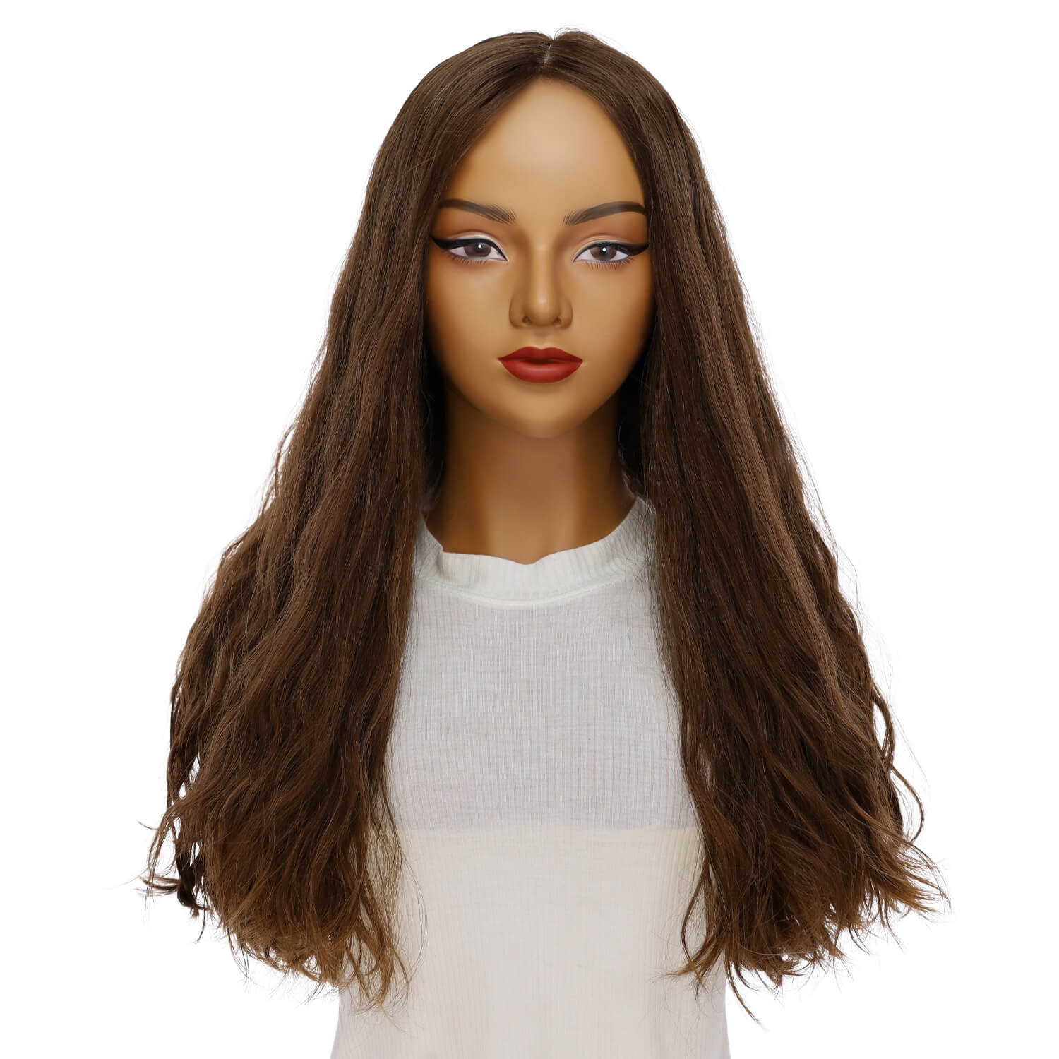 24" Luxe Silk Top Wig #8 Warm Medium Brown Wavy