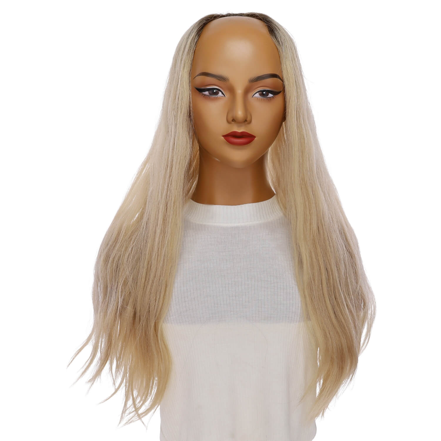 24" U-Shape Topper Beige Blonde Wavy