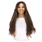 24" Divine Lace Top Topper Dark Brown w/ Highlights Wavy