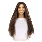 24" Divine Lace Top Wig Dark Brown w/ Highlights Wavy