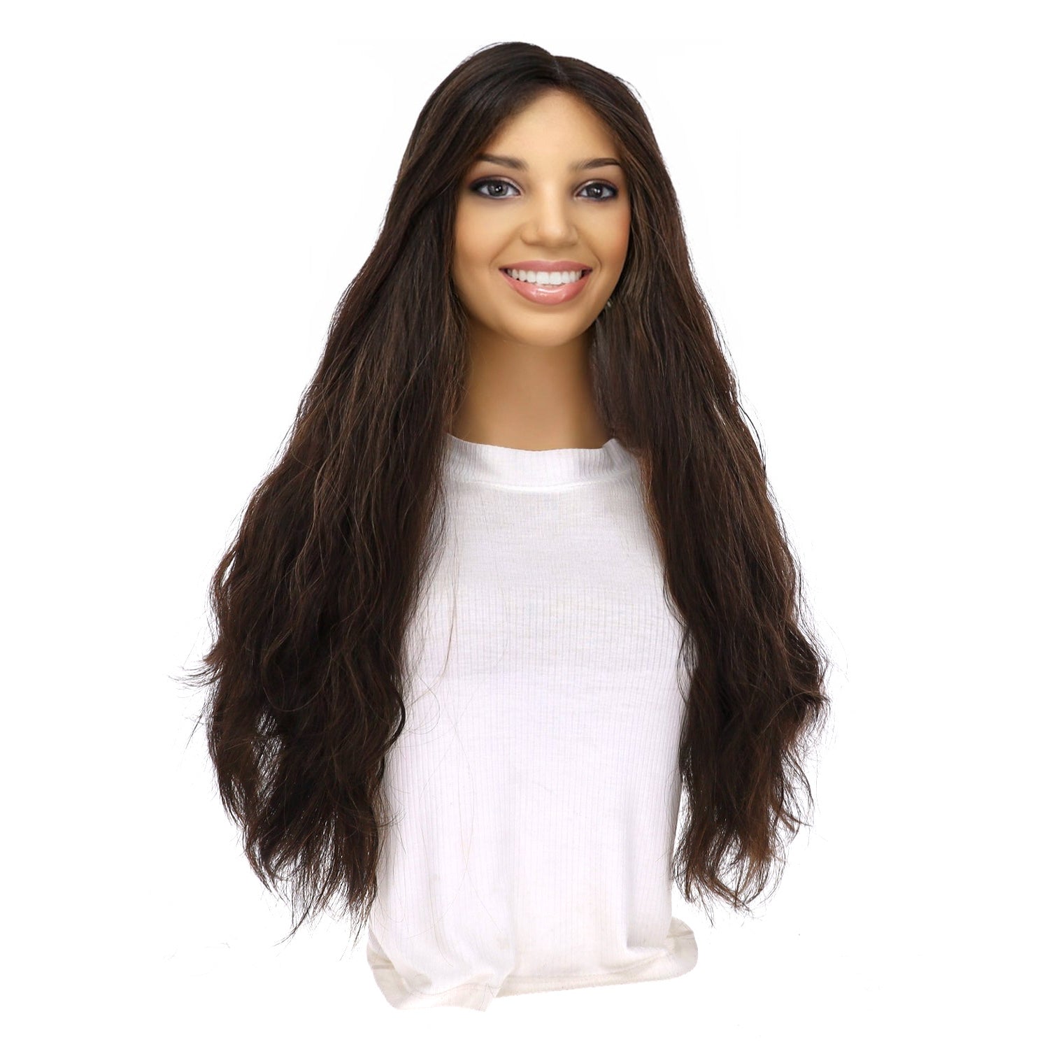 24" Divine Lace Top Wig Soft Black w/ Highlights Wavy